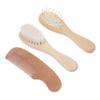 Abaodam 1set Wooden Hair Brush Set Grooming Kit Soft Bristle and Detangling Comb for Newborns for Daily Bathing and Scalp Massage Gentle and Safe for Delicate Skin view 1
