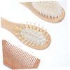 Abaodam 1set Wooden Hair Brush Set Grooming Kit Soft Bristle and Detangling Comb for Newborns for Daily Bathing and Scalp Massage Gentle and Safe for Delicate Skin view 4