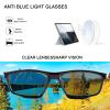 Photochromic Blue Light Blocking Glasses Spring Hinge Auto-darkening Transition Sunglasses UV400 Protection Eyewear Anti Glare & Eyestrain Tinted Computer Game Eyeglasses for Men Women Gaming Driving view 4