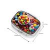 Small Pill Case 2 Compartments, Colour Candy Pill Box Daily Metal Portable Pill Organizer for Pocket Purse Travel Pillbox with Mirror Square Medicine Vitamin Holder Unique Gift view 4