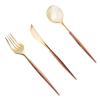 Lullaby 240PCS High End Gold Plastic Silverware with Wood Grain Handle view 1