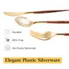 Lullaby 240PCS High End Gold Plastic Silverware with Wood Grain Handle view 3