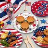 50 Pcs 250th anniversary 4th of July Party Supplies, Disposable 9 Inch American Flag Patriotic Plates, Memorial Day Paper Plates Red White Blue Independence Day Tableware for Fourth of July Decor view 4