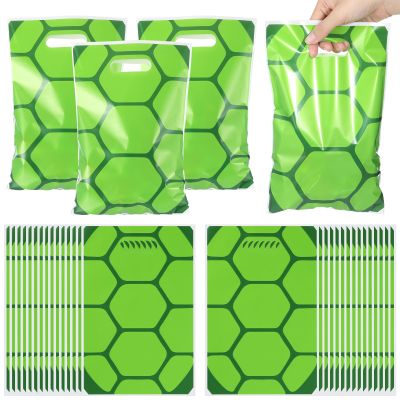 Eccliy 30 Pcs Turtle Goodie Bags Green Party Bags with Handles Theme