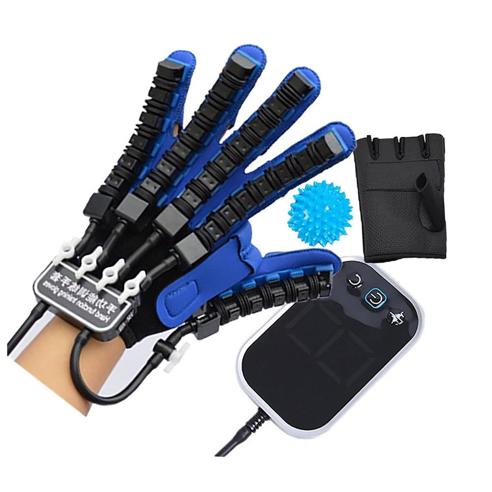 ASHLGQB Upgraded Rehability Robot Gloves, Hemiplegia Stroke Arthritis Finger Exerciser, Adjustable Strength/Speed, with Hot Compress Function, for Hand Recovery