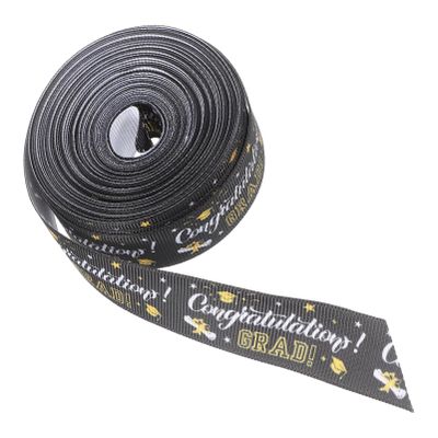 HOMSFOU 1roll Graduation Season Wrapping Ribbon Yards of Foil Printed Ribbon for Bows Floral Arrangements and Graduation Party Decorations