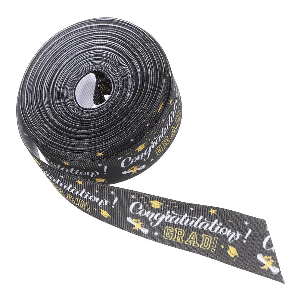 HOMSFOU 1roll Graduation Season Wrapping Ribbon Yards of Foil Printed Ribbon for Bows Floral Arrangements and Graduation Party Decorations