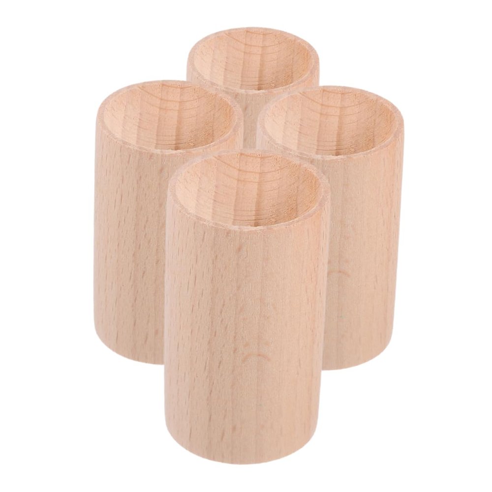 LIFKOME Mini Wood Display Stand 4pcs Cylindrical Wooden Base for Bottles