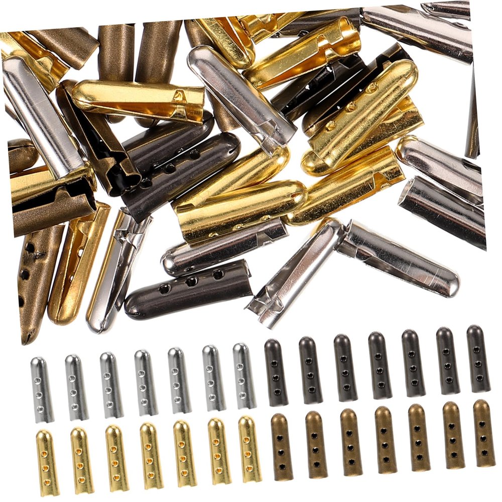 Healvian 20PCS Metal Shoelace Tips Half-Round Replacement Ends for DIY Shoelaces Compatible Sneakers and Boots Sturdy Metal Material