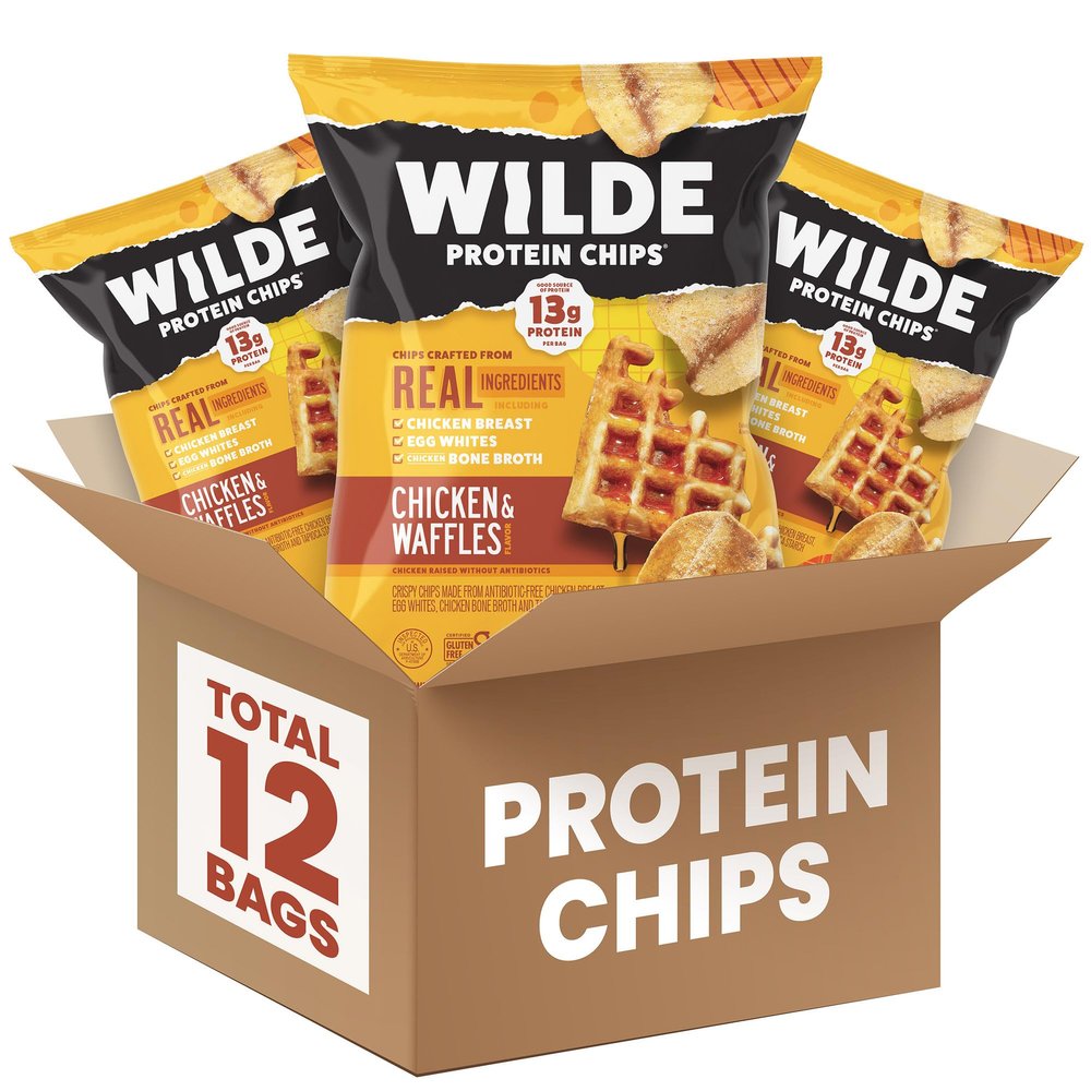 WILDE Chicken & Waffles Protein Chips, 12g Protein, 1.34 oz, Pack of 12