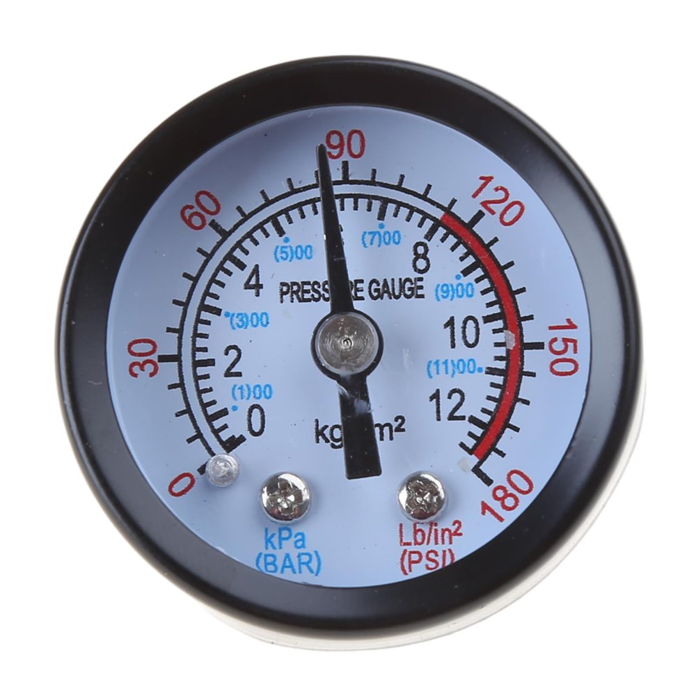 Air Compressor Pneumatic Hydraulic Fluid Pressure Gauge Scale 0-180PSI 0-12Bar Industrial Measuring Instrument
