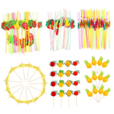 ABOOFAN Dining Table Layout Props Fruits Dessert Picks Novelty Straws Cocktail Umbrellas for Parties Events