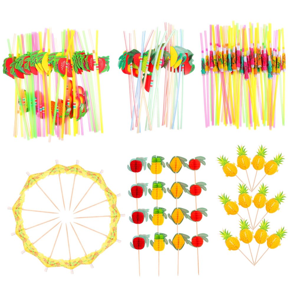 ABOOFAN Dining Table Layout Props Fruits Dessert Picks Novelty Straws Cocktail Umbrellas for Parties Events