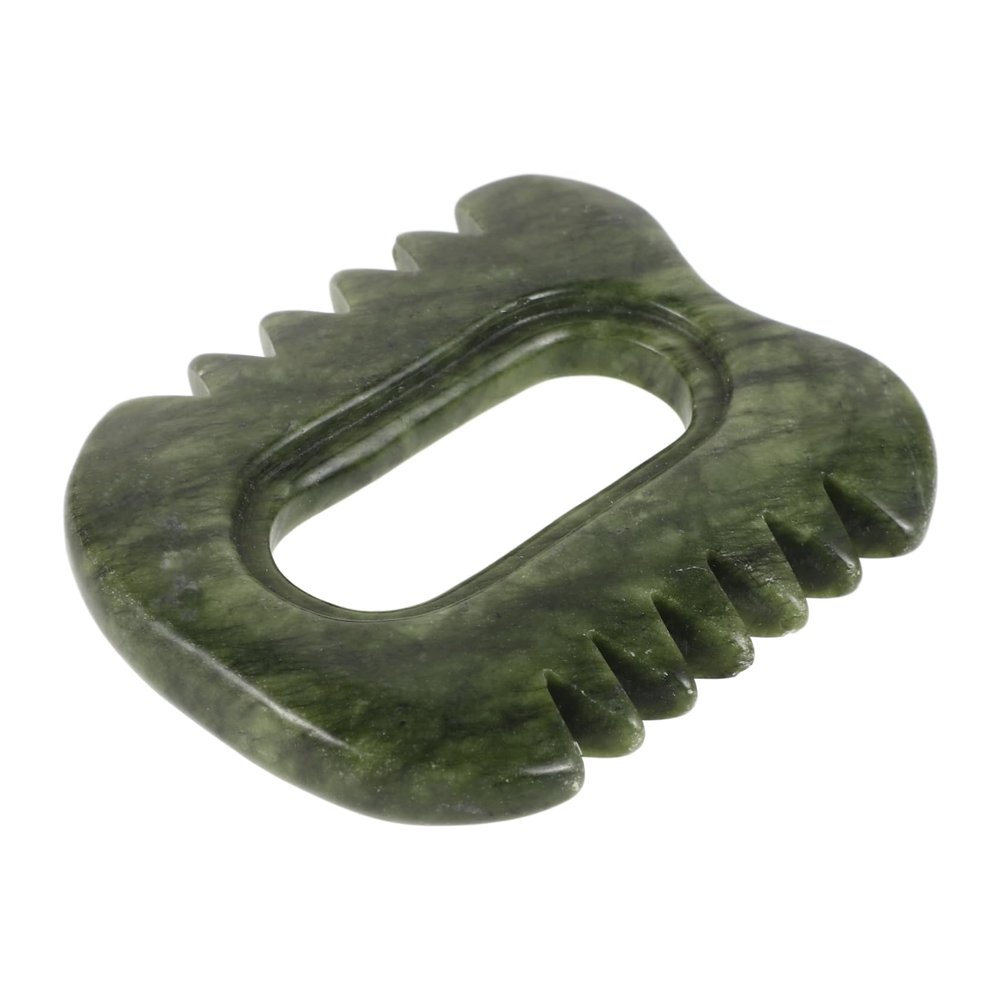 minkissy Natural Jade Gua Sha Massage Comb 2-in-1 Body and Scalp Massager Tool Smooth Jade Design for Relaxation and Skin Care for Skin Types
