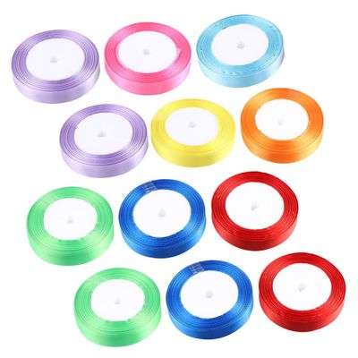 Gadpiparty 15-Piece Colorful Satin Ribbon Set for Crafting Wrapping Bow Making 1.5cm Wide Multi-Color DIY Accessories for Festivals and Daily Use