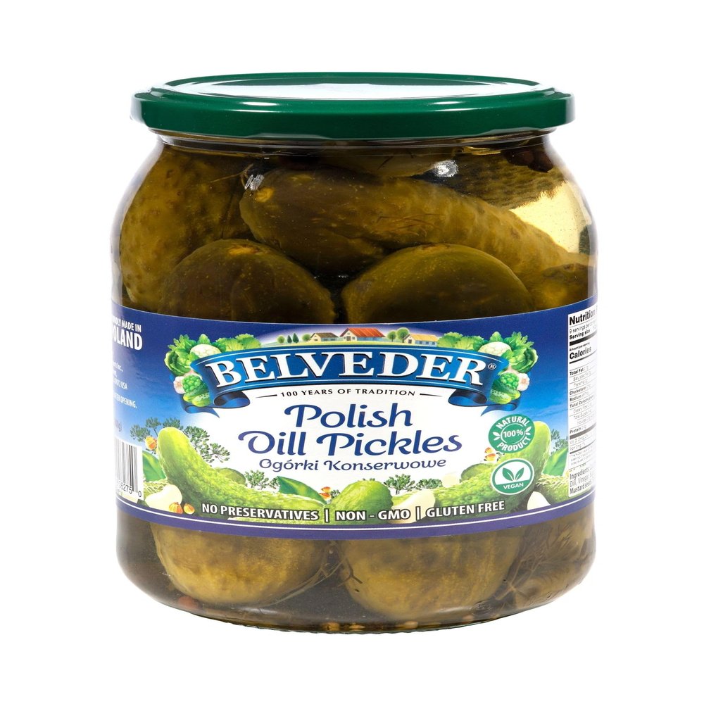 Belveder Polish Dill Pickles 31.74 oz, Vegan, Non-GMO, Gluten-Free (Polish Dill Pickles)