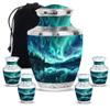 Jagasy Aurora Large Urns for Human Ashes Adult Parents - Cremation Small Urns for Home Decor - Keepsake for Human Ashes - 1 Large & 4 Small view 1