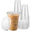 100-Pack of 16 oz Clear Plastic Cups with Flat Lids Crystal Clear Disposable Drink Cups view 2