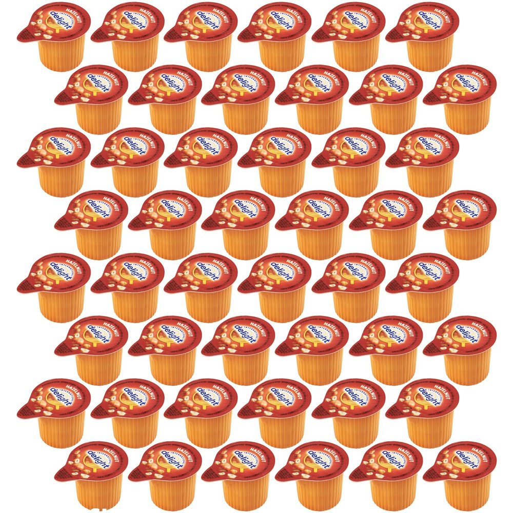 Delight Coffee Creamer Hazelnut Cups, 48 Pieces of Individual Coffee Creamers Singles, Ideal for Hot and Iced Coffee, Lattes, Cappuccinos and More