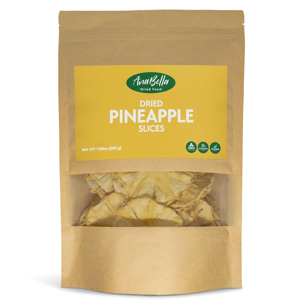 ANABELLA Dried Food Fruits Pineapple Slices 100% Natural Real Fruit | NO Sugar Added | Gluten Free | Healthy Snacking | Smoothies Cocktails & Drinks| Perfect Bite Size 7.06 oz
