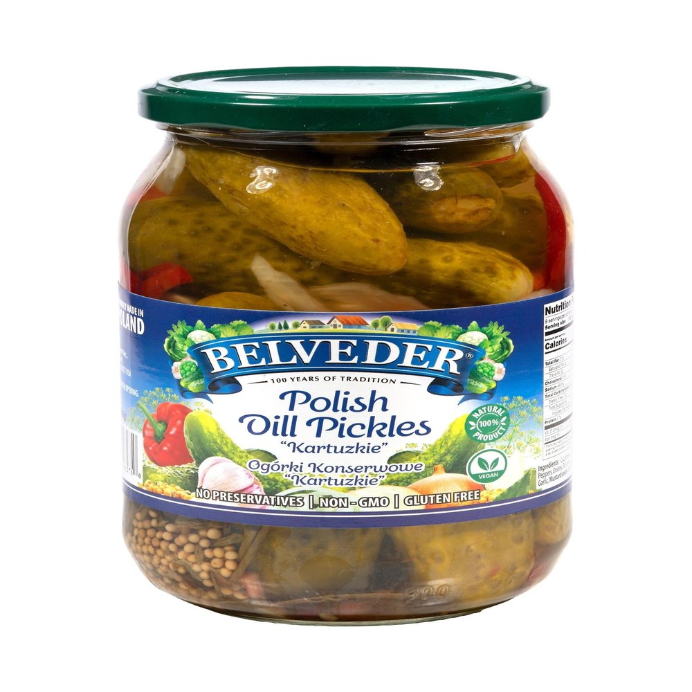 Belveder Polish Dill Pickles 31.74 oz, Vegan, Non-GMO, Gluten-Free (Polish Dill Pickles Kartuzkie)