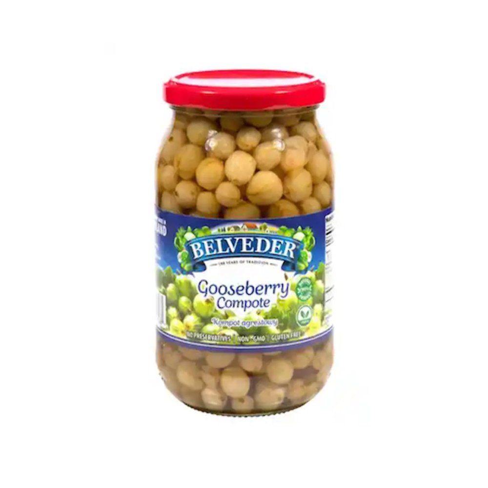 Belveder Compote, No Preservatives Added, Non-GMO, Gluten Free and Vegan 31.74 Oz Pack of 1 (Gooseberry Compote)