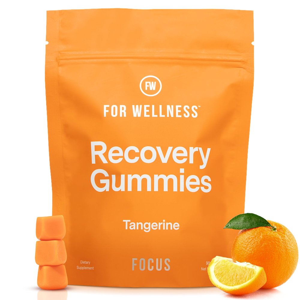For Wellness Recovery Gummies | Tangerine Eye & Brain Support Supplements with Lutemax 2020, Lutein, Zeaxanthin, Vitamin A & Cordyceps for Vision, Memory & Stress Support | Vegan, Non-GMO, 90 Count