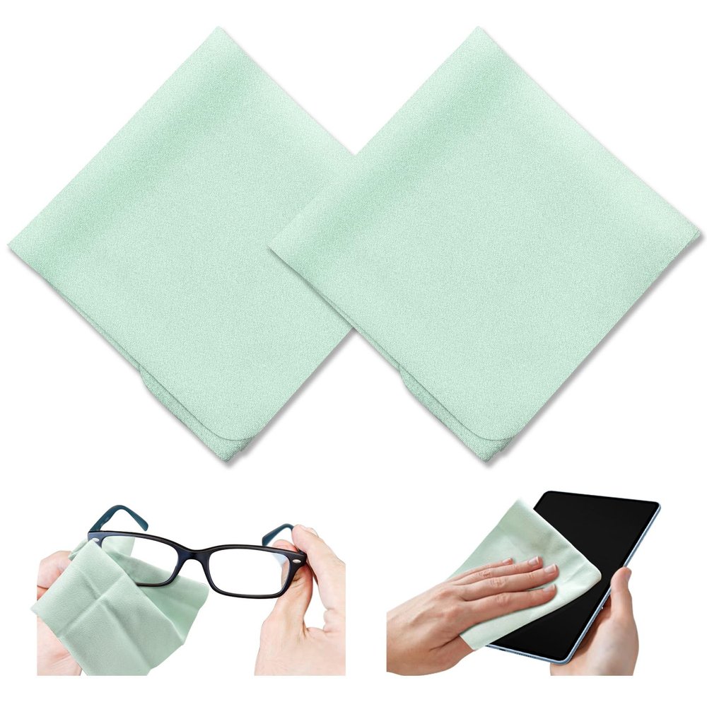 2-Pack Premium Microfiber Cleaning Cloths (10x8") - High-Density Ultra Soft Mint Green Cloths for Glasses, Phone Screens, Lenses, Scratch-Free & Lint-Free