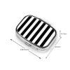 Small Pill Case 2 Compartments, Black & White Stripe Pill Box Daily Metal Portable Pill Organizer for Pocket Purse Travel Pillbox with Mirror Square Medicine Vitamin Holder Unique Gift view 4