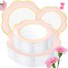 60-Pcs Pink Gold Rim Disposable Plastic Party Plates For Weddings view 1