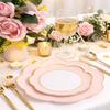 60-Pcs Pink Gold Rim Disposable Plastic Party Plates For Weddings view 2