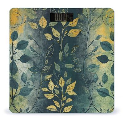 Light Green Leaves Scale for Body Weight Highly Accurate Digital Bathroom Body Scale Digital Body Weight Scale Tempered Glass LCD Display Batteries and Tape Measure