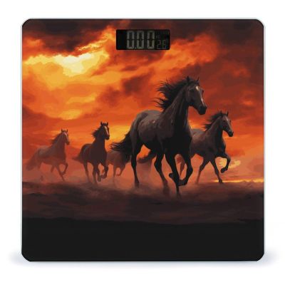 Horses Red Glowing Clouds Scale for Body Weight Highly Accurate Digital Bathroom Body Scale Digital Body Weight Scale Tempered Glass LCD Display Batteries and Tape Measure