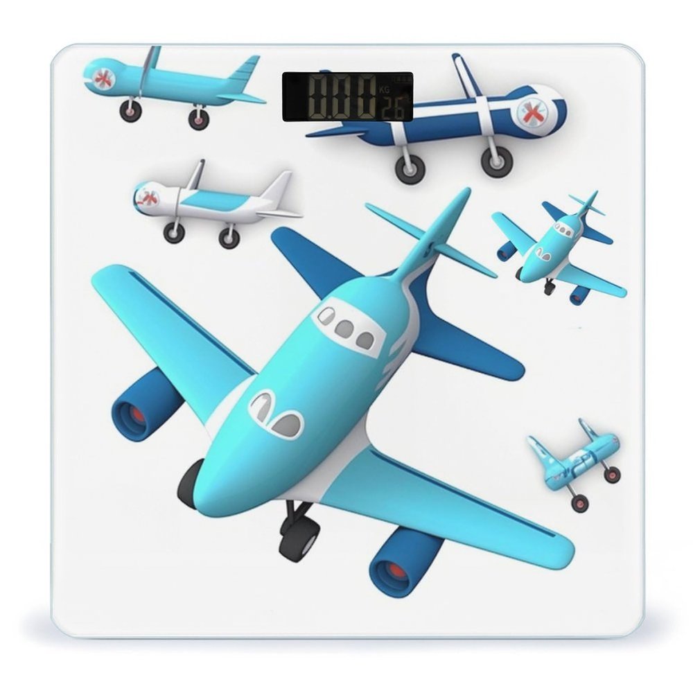 Airplane Scale for Body Weight Highly Accurate Digital Bathroom Body Scale Digital Body Weight Scale Tempered Glass LCD Display Batteries and Tape Measure