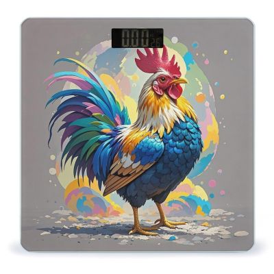 Art Colorful Chicken Scale for Body Weight Highly Accurate Digital Bathroom Body Scale Digital Body Weight Scale Tempered Glass LCD Display Batteries and Tape Measure