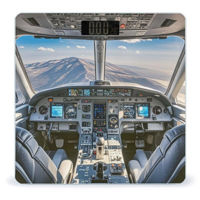 Airplane Cockpit Scale for Body Weight Highly Accurate Digital Bathroom Body Scale Digital Body Weight Scale Tempered Glass LCD Display Batteries and Tape Measure