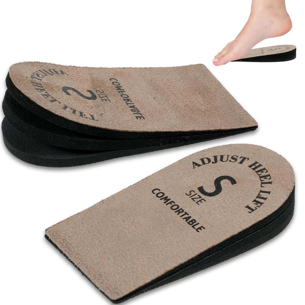 2 Pack Heel Lifts, Adjustable Heel Lifts for Leg Length Discrepancy, Women Man Shoe Lift Pain Relief, Brown Heels Pads for Shoes (Small)
