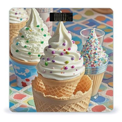 Sweet Ice Cream Scale for Body Weight Highly Accurate Digital Bathroom Body Scale Digital Body Weight Scale Tempered Glass LCD Display Batteries and Tape Measure
