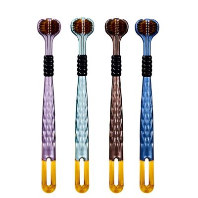 yrlfiot 4 Piece Set of 3 Sided Medium toothbrushes for Adults, Toothbrush Soft Bristle for Comprehensive Care of Teeth and Gums, Suitable for Adults and Youth