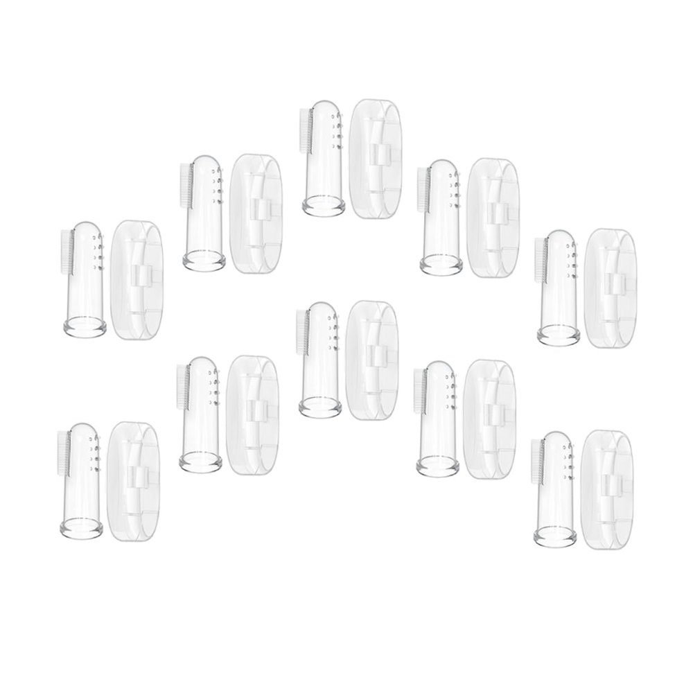 CALLARON 10sets Finger Toothbrush Cover Silicone Brush Set for Newborns Boy Girl Teething Relief Oral Care Kit