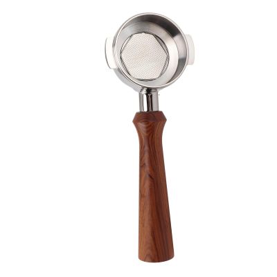 58mm Tea Portafilter, Stainless Steel Coffee Tea Portafilter Holder Single Spout Brewing Filter Wooden Handle Accessories with Precise Filter Screen (F Rosewood)