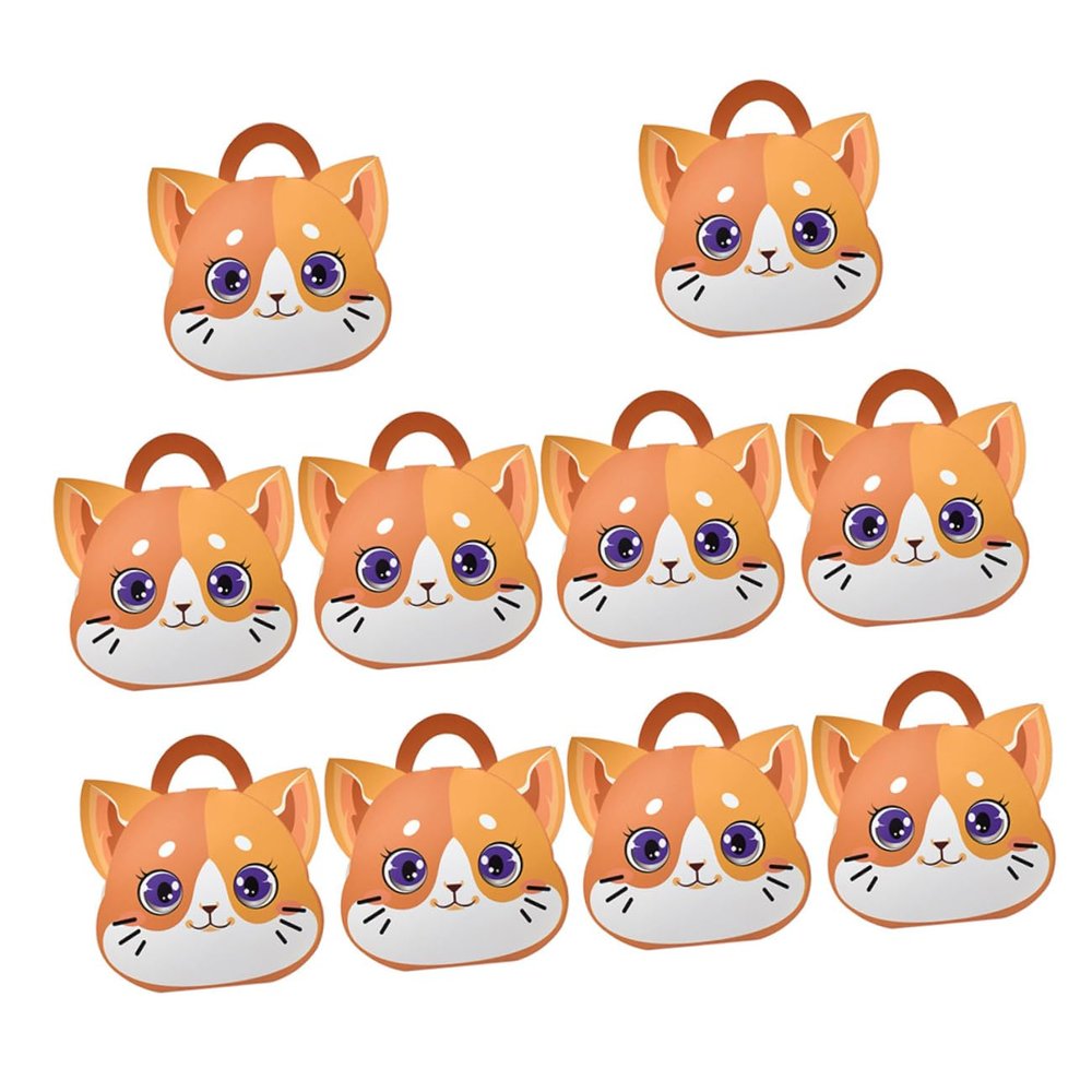 SEWOART 10pcs Foldable Paper Cat Treat Boxes for Baby Shower Parties