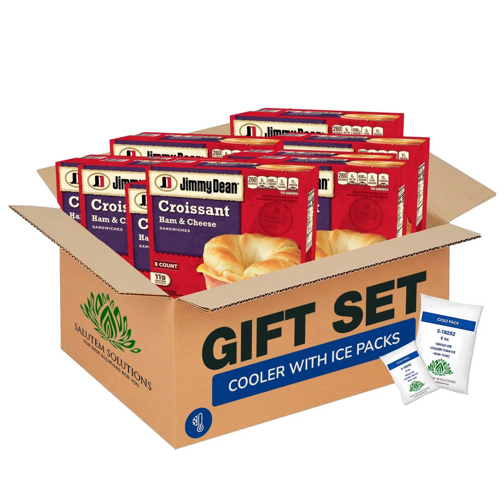 Salutem Vita Ham & Cheese Croissant Sandwich Breakfast Delight, Frozen Meal Gift Set Pack of 10