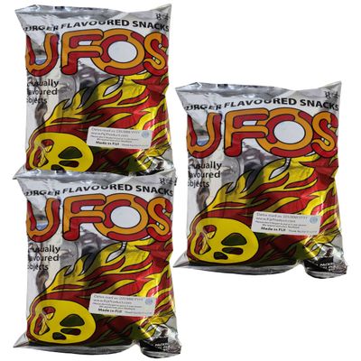 UFO'S - Burger Flavored Snacks (Pack of 3 x 100g Ea Bag) Yummy ... Puffs Snacks