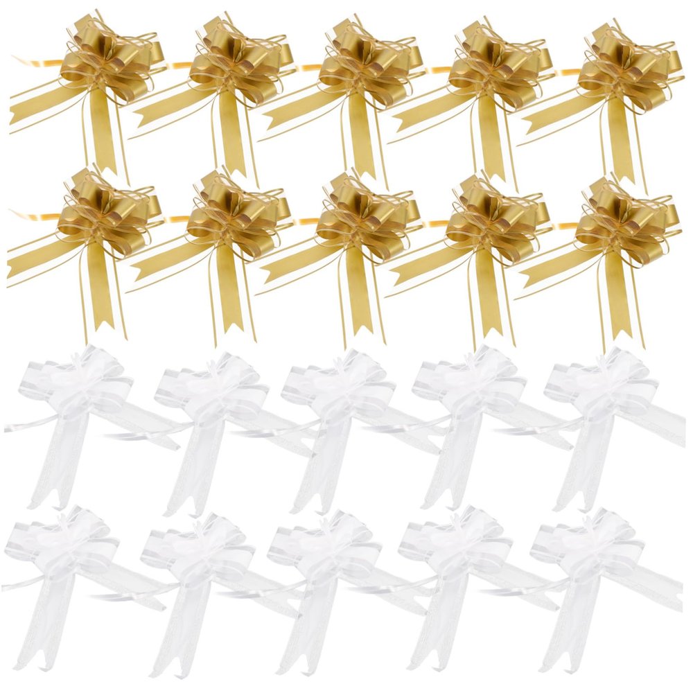 IWOWHERO 20pcs Pull Bows for Wrapping and Flower Decoration Double Organza Bows for Valentine Day Weddings Christmas and Special Occasions