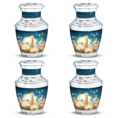 JAGSHASHI Angel Keepsake Funeral Urns for Human Ashes Adult Man - Small Burial Urn for Mom & Dad - Human Urn for Ashes Adult Male & Female - Cremation Urns - 3 Inch Set of 4