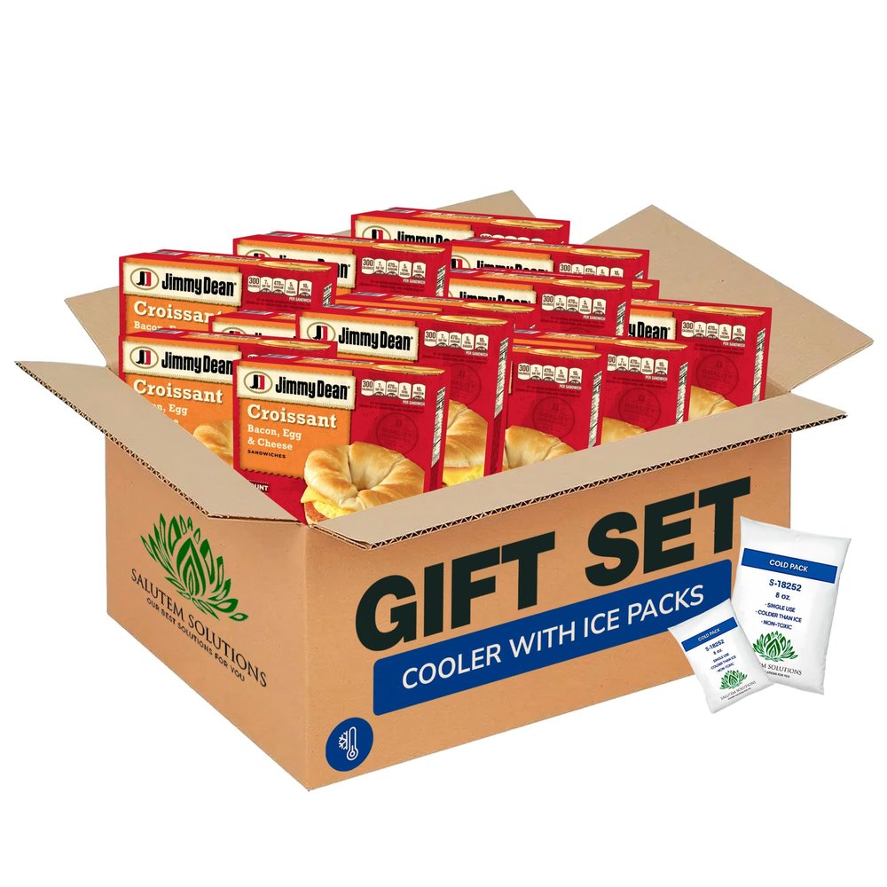 Salutem Vita Bacon Egg Cheese Croissant Sandwich Breakfast Meal, Frozen Ready-to-Eat, Convenient On-the-Go Breakfast Gift Set Pack of 14