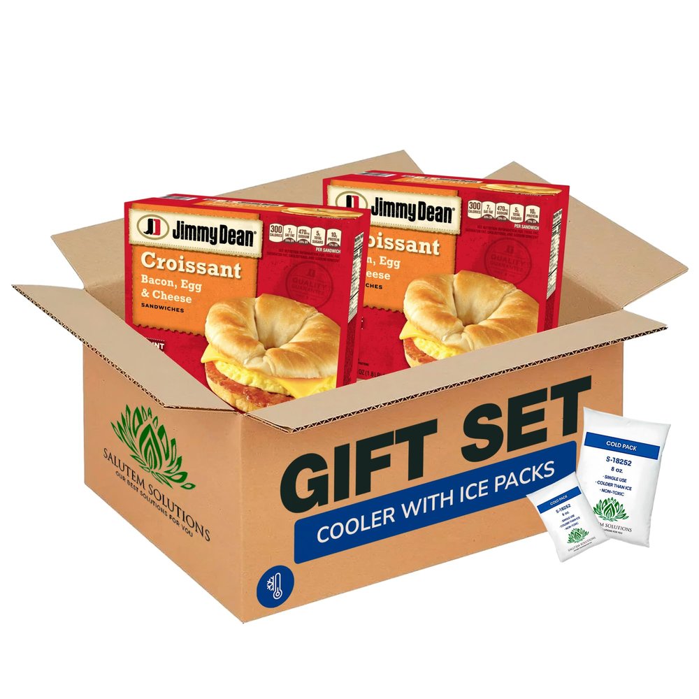 Salutem Vita Bacon Egg Cheese Croissant Sandwich Breakfast Meal, Frozen Ready-to-Eat, Convenient On-the-Go Breakfast Gift Set Pack of 2