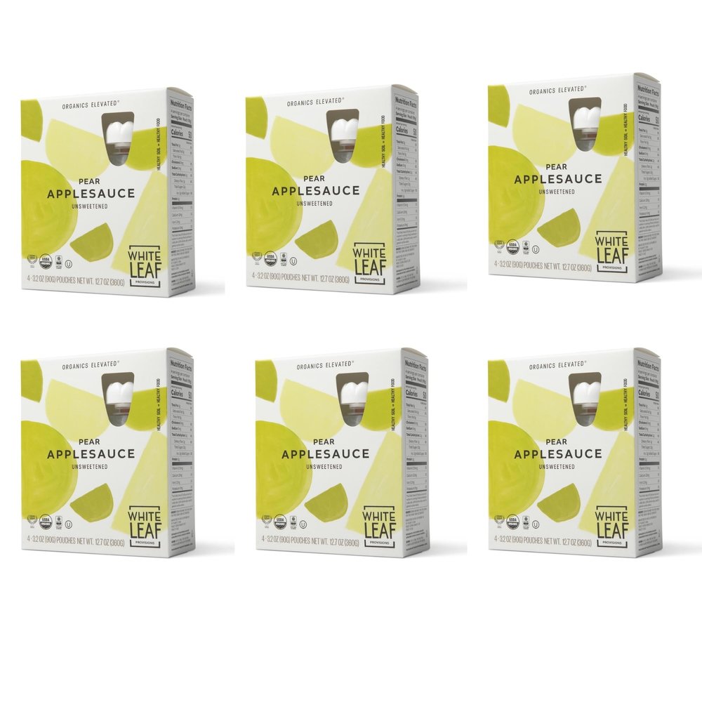 White Leaf Applesauce Pouches, Organic Toddler Snack - No Added Sugar Pear Apple Sauce Pouch, Non-GMO, BPA-Free Regeneratively Farmed Apple + Pear Pouches, (Pack of 24)