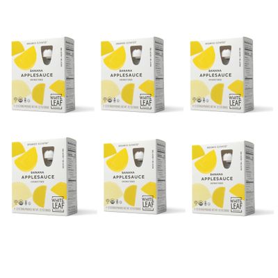 White Leaf Applesauce Pouches, Organic Toddler Snack - No Added Sugar Banana Apple Sauce Pouch, Non-GMO, BPA-Free Regeneratively Farmed Pouches, Apples + Banana (Pack of 24)